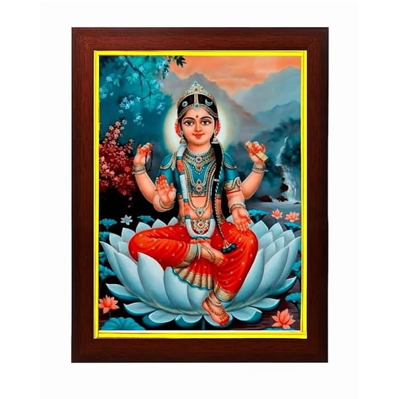 zig zag Goddess Bala Tripura Sundari Photo Frame For wall / Pooja room Size Medium ( 9.5 x 13.5 inches, Acrylic Glass) Brown