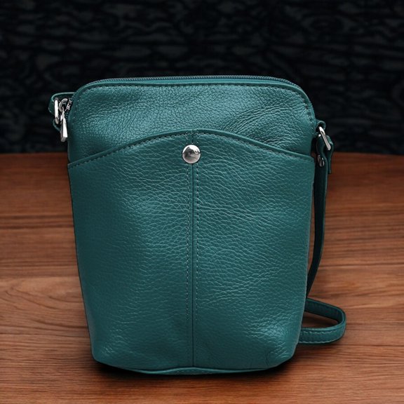 SILVERFEVER Women's Phone Crossbody Bag Trendy Small Purse Cowhide Leather Handbag Teal
