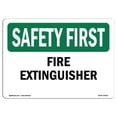 thumbnail image 1 of SignMission OS-SF-A-1218-L-10618 12 x 18 in. OSHA Safety First Sign - Fire Extinguisher, 1 of 1