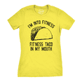 thumbnail image 1 of Womens Fitness Taco Funny Gym T Shirt Cool Humor Graphic Muscle Tee for Ladies (Yellow) - XL, 1 of 3