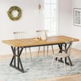 thumbnail image 5 of Tribesigns Farmhouse Dining Table for 6, 71" Rectangular Wood Kitchen Table (Light Walnut/Black), 5 of 5