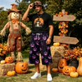 thumbnail image 2 of JoveMarine Men's Bermuda Cargo Shorts Halloween - Loose Work Shorts with Print & Pockets, Knee-Length Casual for Summer Fun,Gray M, 2 of 8