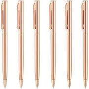 Unibene Slim Metallic Retractable Ballpoint Pens - Rose Gold, Nice Gift for Uniform Office Students Teachers Wedding Christmas, Medium Point(1 mm) 6 Pack-Black ink
