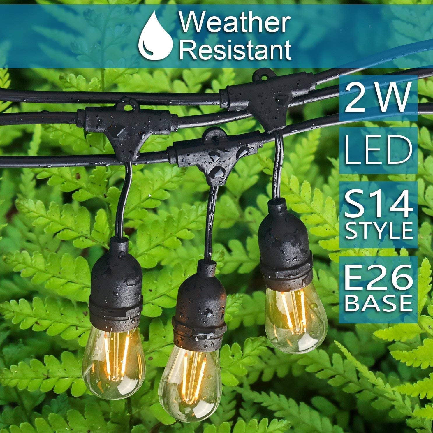 Edison Bulb String Lights SUNTHIN 2-Pack 48FT Outdoor String Lights ...