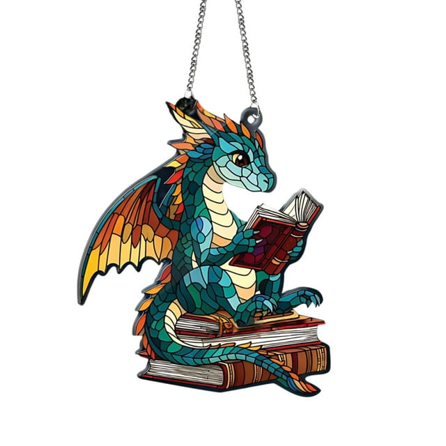 Acrylic Woodland Dragon And Book Window Hanging Book Lover Gift Bookish Home Decor NOT Suncatcher Librarian Gift Dragon Book