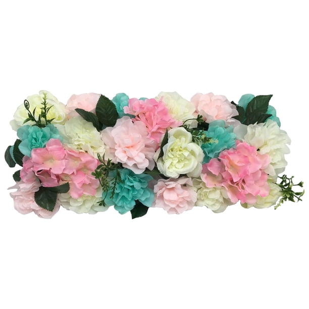 Panel de flores artificiales para fondo, puerta arqueada de bricolaje, hilera de flores, decoración de pared para bebé Azul rosado