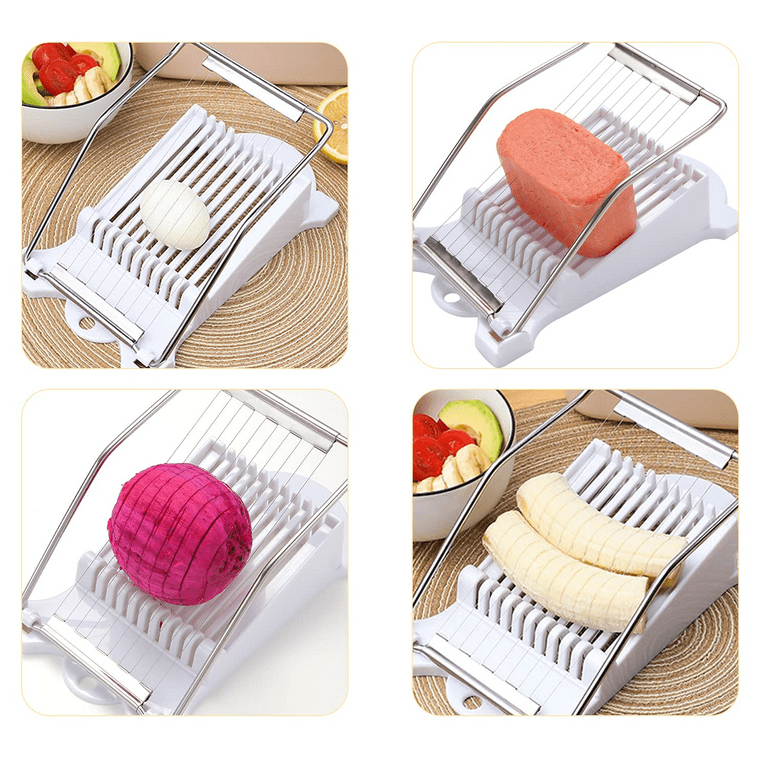 Spam Slicer,Multipurpose Luncheon Meat Slicer,Stainless Steel Wire Egg Slicer,Cuts 10 Slices for Fruit ,Onions,Soft Food and Ham (White)