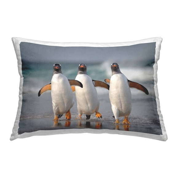Stupell Industries Dancing Penguins on Beach Decorative Printed Throw Pillow, 14 x 20