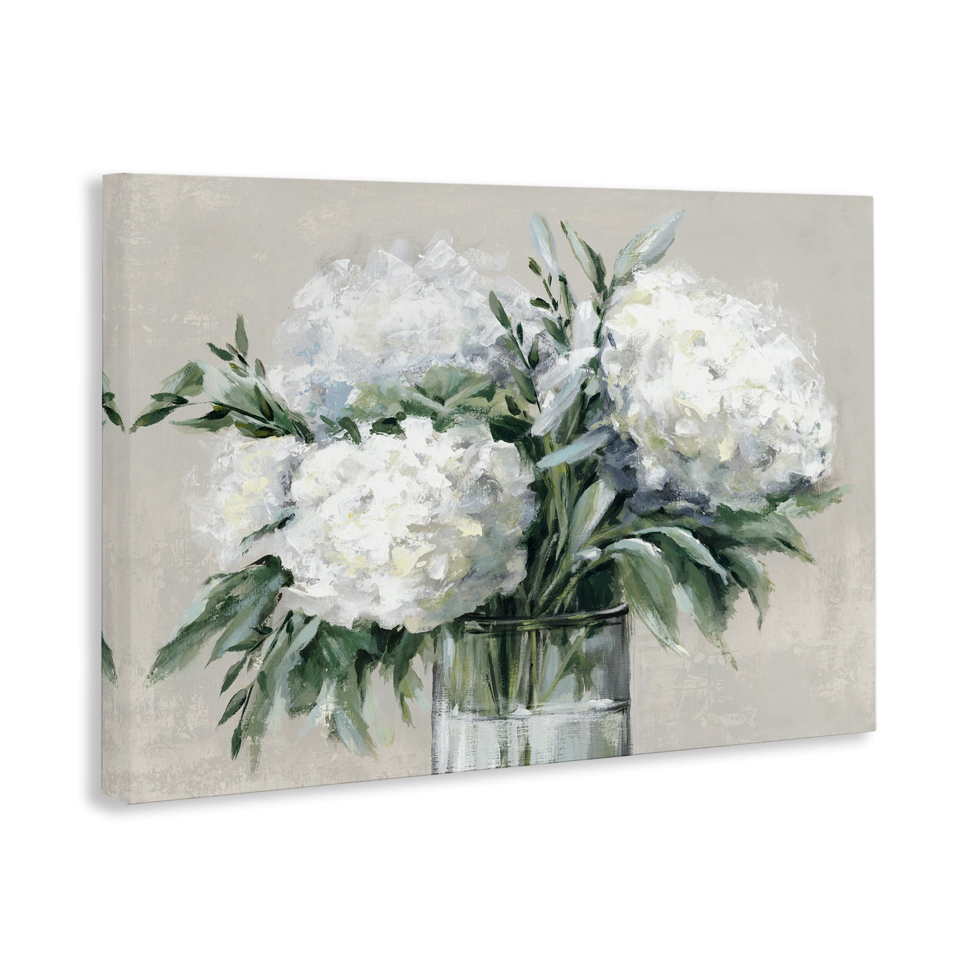 Stupell Industries Full Hydrangeas in White Plants & Flowers Painting Wrapped Canvas Art Print Wall Art, 30 x 20