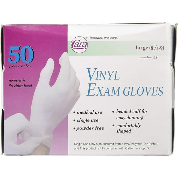 Cara Vinyl Gloves, Large, 50 Count