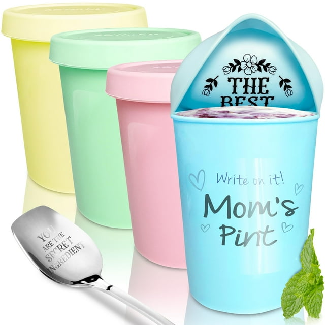 Recipientes para helado KOYAIRE Pint 480 ml (16 oz), paquete de 4 con tapas