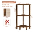 thumbnail image 2 of LELELINKY 3-Tier Corner Shelf with Sturdy Base, 28" Tall Narrow Bookcase for Small Spaces, Wood Display Shelf for Living Room, Brown, 2 of 8