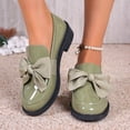 thumbnail image 2 of Rokment Womens Bowknot Oxfords Dress Shoes Spring Fall Vintage Casual Leather Platform Chunky Lug Mid Heels Slip on Boat Loafers Walking Footwear Green Size 7, 2 of 4