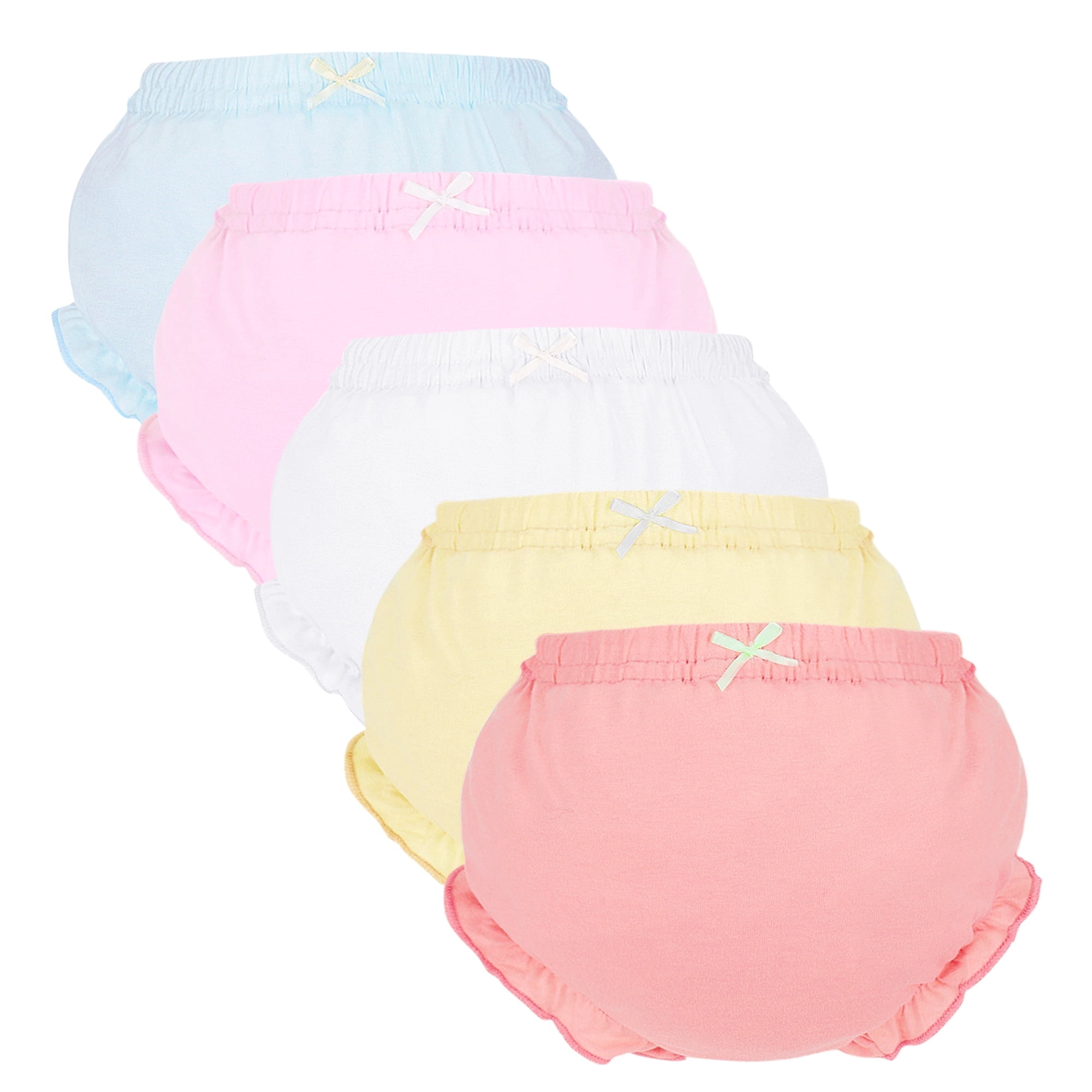 Yatacso 5 Pcs Diaper Covers Ruffled Bloomers for Baby Girls Comfortable and breathable Cotton Toddler Girls Shorts Briefs Underwear