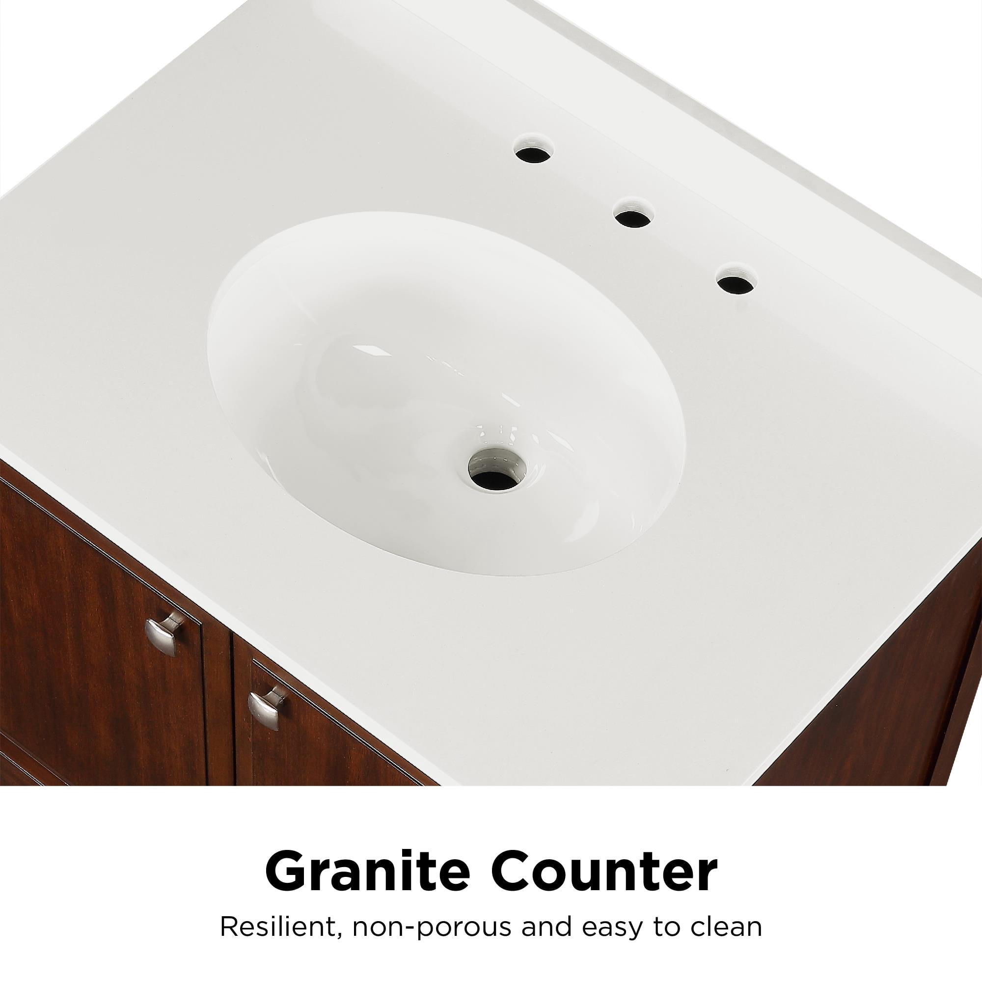 DHP Metcalfe 30 Inch Bathroom Vanity with Sink, Walnut