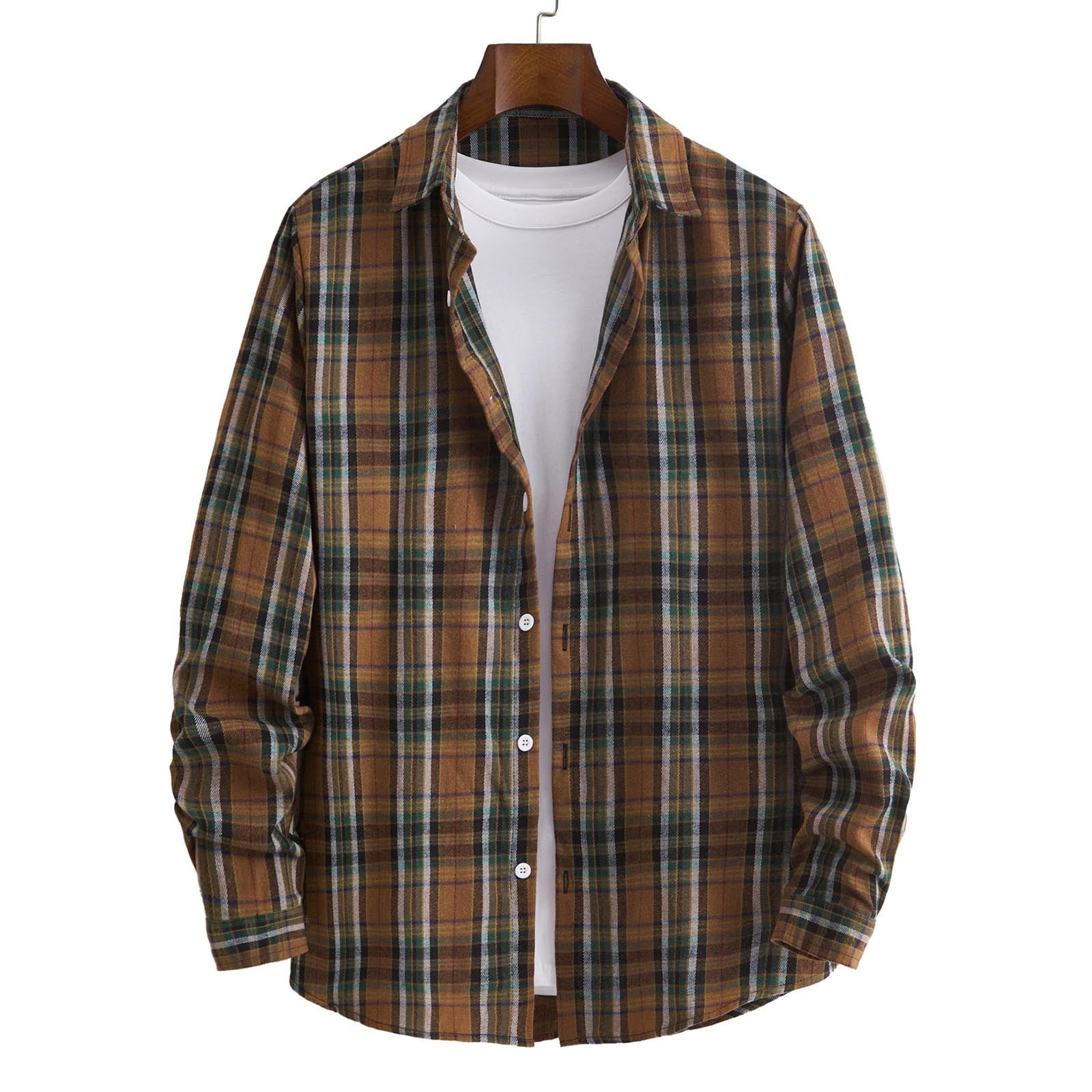 ZCFZJW Mens Plaid Button Down Shirts Casual Long Sleeve