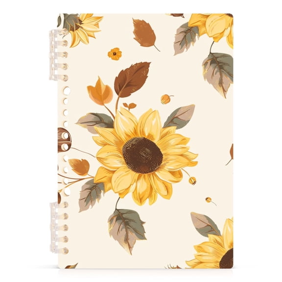Sunflower with Fall Leaves Spiral Journal Notebook College Ruled Notebook 8.3" x 5.7" A5 Lined Thick Paper Page