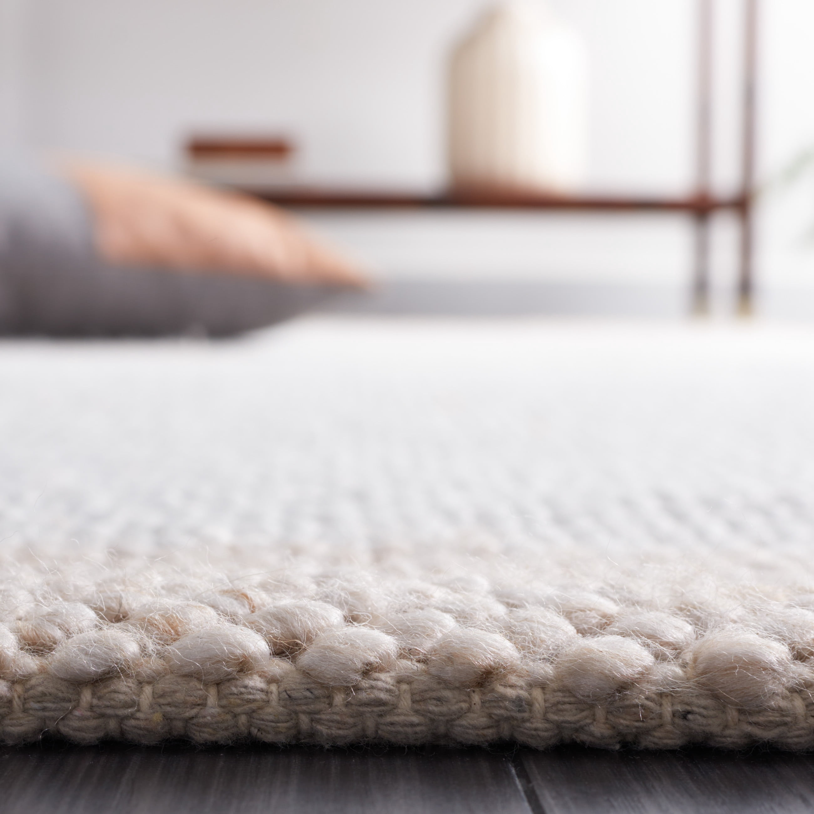 SAFAVIEH Natura Marina Striped Wool Area Rug, Ivory/Beige, 6' x 6' Square