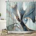 thumbnail image 3 of LFEEY Modern luxury Abstract Art Shower Curtain, Gold Blue Marble Textured Waterproof Fabric for Bathroom Decor, 72"x78", 3 of 5