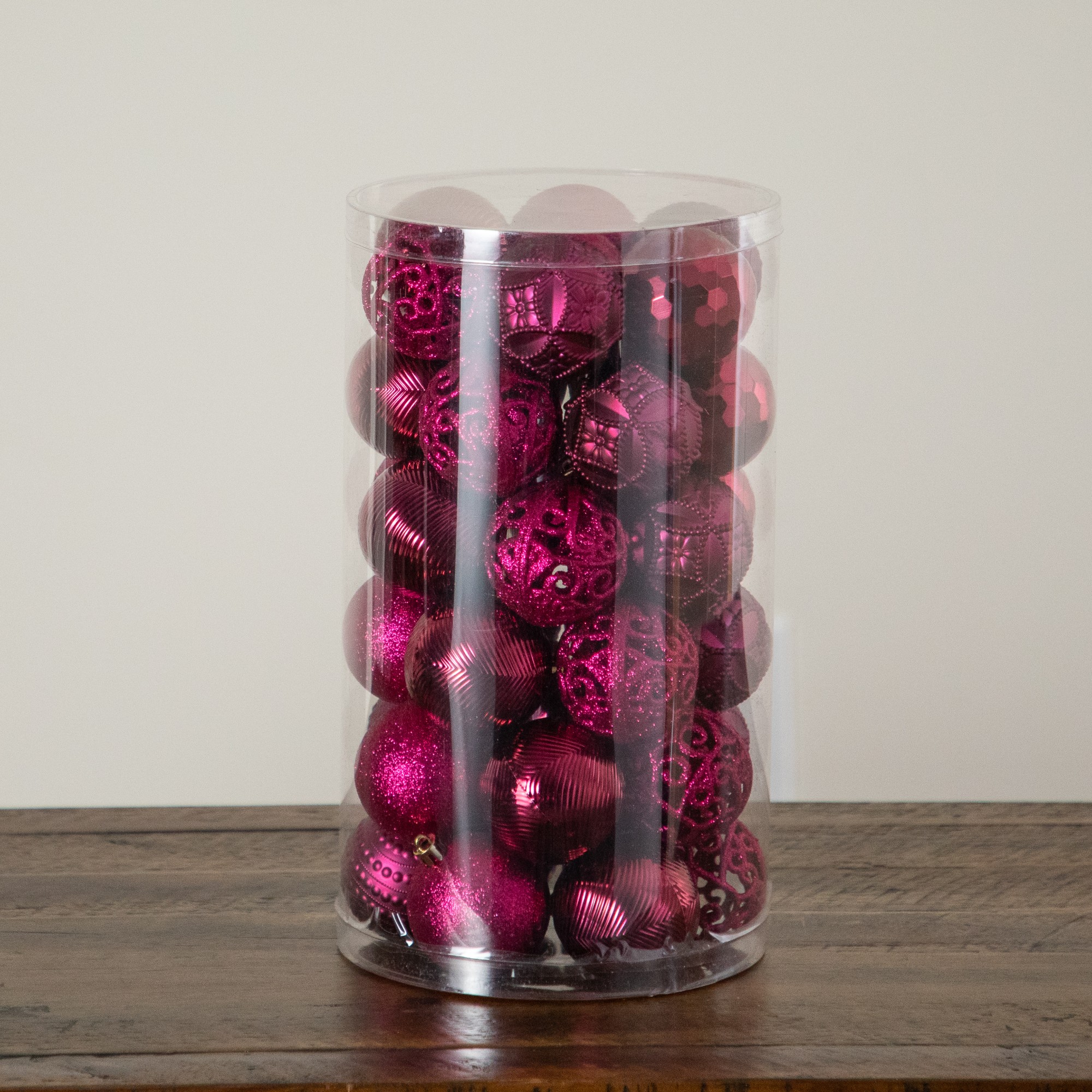 37-pc Fuchsia Shatterproof Christmas Ornaments