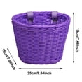 thumbnail image 2 of Bike Basket - Durable Front Bicycle Bike Baskets - Handmade Woven Wicker Bike Basket with Adjustable Leather Straps - 9.8x7x7.4 Inch(Purple), 2 of 5