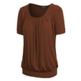 thumbnail image 2 of Made by Johnny Women's Scoop Neck Short Sleeve Pleated Front Blouse Tunic Top XXL RUST, 2 of 6