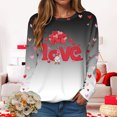thumbnail image 6 of HCNTES Womens Girls Valentines Day Long Sleeve Love Heart Print Top T-Shirt Spring Casual Fashion Crew Neck Pullover Sweatshirt Comfortable Trendy Leisure Wear(A01-Light Gray,XL), 6 of 9