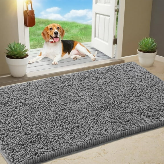 Galactic Goods Chenille Absorbent Outdoor Doormat , Washable Muddy Door Mats for Dog Non Slip Indoor Doormat Dog Mat for Muddy Paw Front Inside Doormats for Entryway