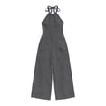 thumbnail image 6 of Hvogkswy Button Down Jumpsuits for Women Casual Sleeveless Wide Leg Romper with Pockets Comfy Loose Summer Beach Vacation Jumpsuit, 6 of 7
