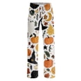 thumbnail image 4 of Halloween Pajama Pants for Women, Spooky Ghost & Pumpkin Graphic Lounge Bottoms with Adjustable Drawstring Waist, Soft Relaxed Fit Sleep Trousers, 1 Pair White S, 4 of 5
