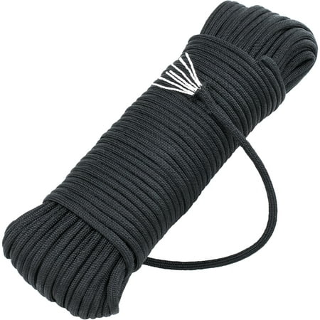 West Coast Paracord 50 Ft. Type III 7 Strand 550 Paracord Mil Spec Black Parachute Cord Outdoor Rope Tie