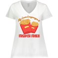 thumbnail image 3 of Inktastic My Love Language Is French Fries Women's Plus Size V-Neck T-Shirt, 3 of 5