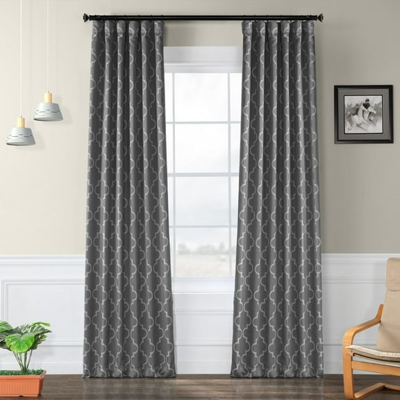 Half Price Drapes Seville Grey & Silver Room Darkening Curtains For Bedroom (1 Panel), 50W X 96L