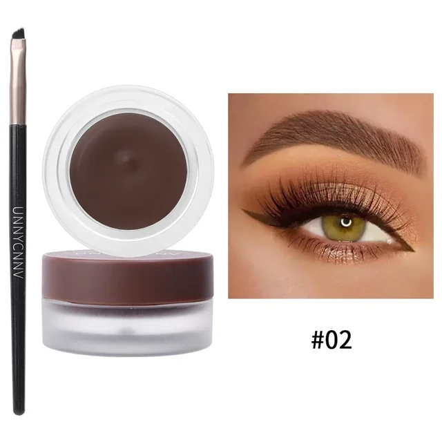 Delineador de ojos 2 en 1, crema de Gel para cejas de secado rápido con cepillo, resistente al agua, duradero, suave, no florece, maquillaje cosmético( A02