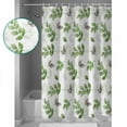 thumbnail image 4 of Botanical Country Shower Curtain, 72" x 72", Green Eucalyptus Leaves White Background Waterproof Bathroom Curtain Washable Shower Curtain Set with 12 Hooks, 4 of 6