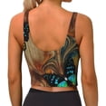 thumbnail image 3 of Fotbe Vintage Butterfly Green Pattern Womens' Sports Bra Longline Wirefree Padded with Medium Support Sports Moisture-Wicking Workou Vest,Tank Top-XX-Large, 3 of 9