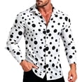 thumbnail image 2 of UTSJKR Men's Roll-Up Cuff Polka Dot Long Sleeve Button-Down Shirt, Slim Fit Casual Top, Daily Dating Street Outdoor Trendy Leisure Wear White L, 2 of 5