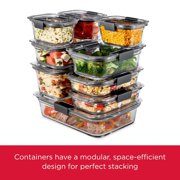 Rubbermaid Brilliance Glass Food Storage Containers, 8-Cup Food Containers with Lids, 2-Pack