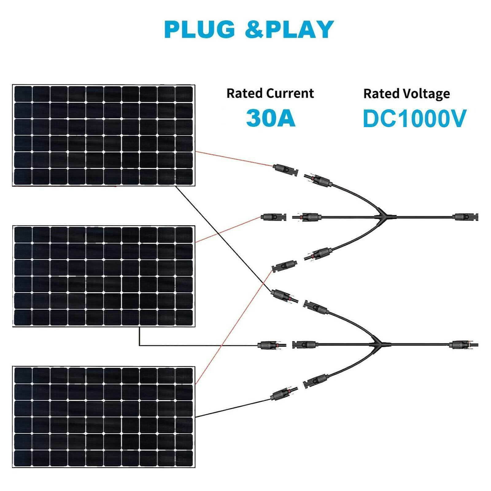Solar Panel Y Branch Cable Connection Waterproof Adapter Connector Extension ( 1 to 3 )