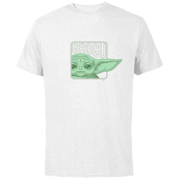 Star Wars The Mandalorian Season 3 Grogu Face with Name - Short Sleeve Cotton T-Shirt for Adults - Customized-White