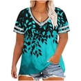 thumbnail image 2 of Plus Size Shirts for Women V-Neck Short Sleeve Printed Casual Summer T-Shirts Outdoor Sport Workout Outfits Blouses Base Shirt, 2 of 6