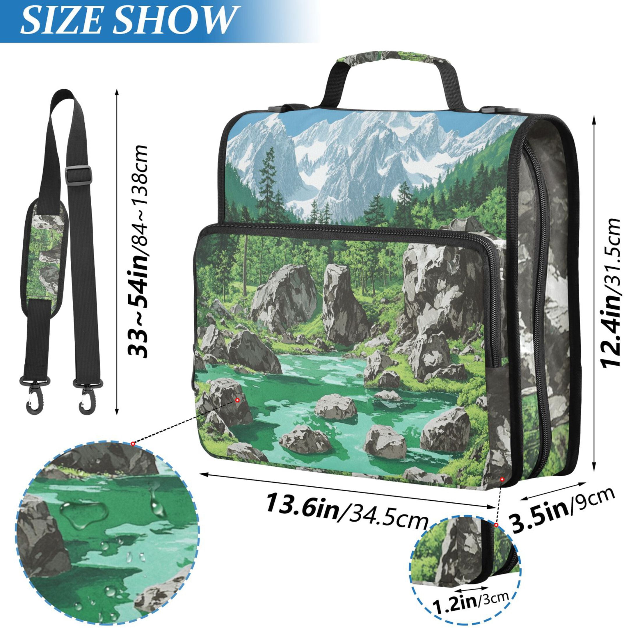 3 Ring Zipper Binder with Shoulder Strap Waterproof Trapper Keeper 2 Inch D-Ring 500 Sheets Capacity Lake in Mountains