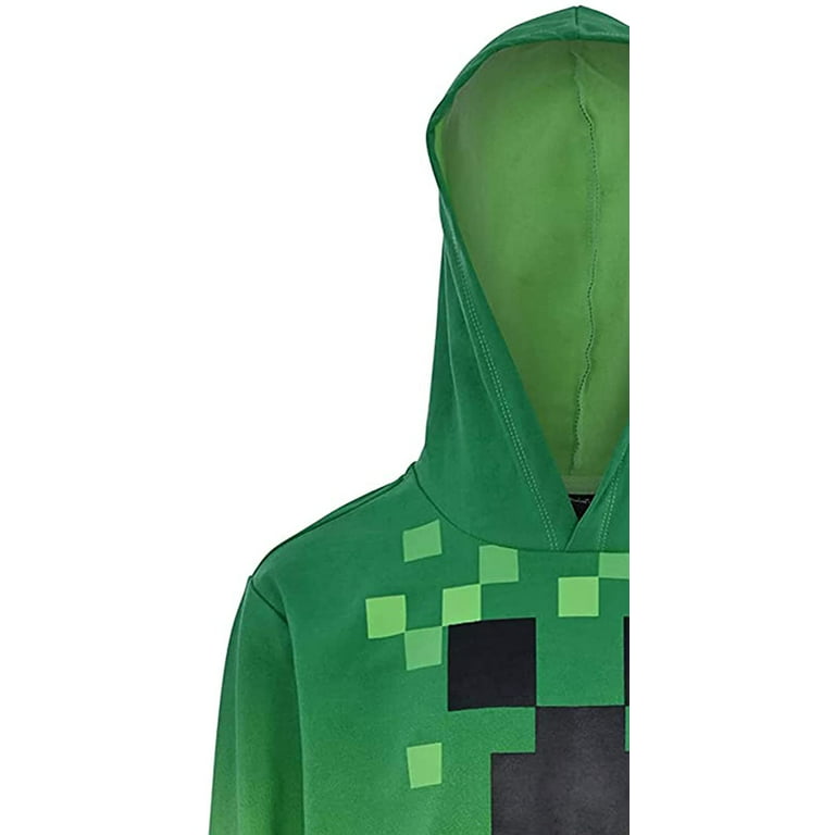 Minecraft Hoodie Boys Creeper Green Jumper Gamer Kids Hooded