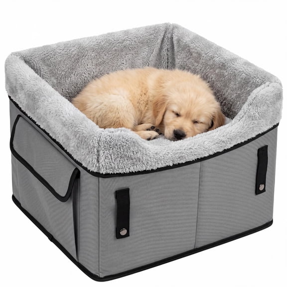 Dog Car Seat for Small Dogs Under 25 lbs, Soft Booster Car Seat with Detachable Washable Cover, Cushion, Safety Belt & Storage Pockets – Ideal for Travel