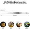 thumbnail image 3 of U-Taste 12in Long Cooking Tweezer: 18/8 Stainless Steel Food Grade Metal Kitchen Tong, Seamless-Welding Sturdy and Flexible for Grilling Frying Fish, Plating Pasta, Serving Salad (Pointed Tip, Siver), 3 of 10