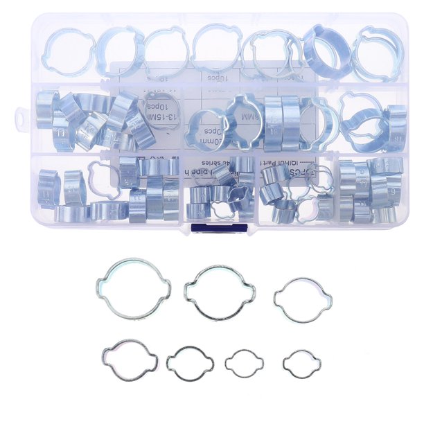 70 abrazaderas de manguera hidráulica de acero al carbono de doble oreja, clips de anillo, clips de tubería