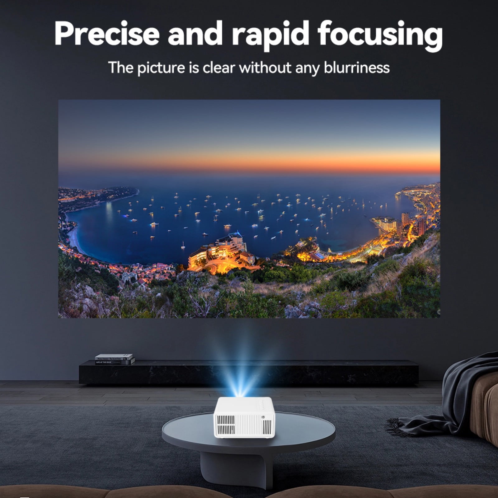 Nkmbld Portable Projector, High-Definition Mini Ceiling Projector Compatible with HDMI/USB/iOS/Android/Windows for Home Entertainment