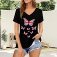 thumbnail image 2 of Womens Work T Shirts Tops Graphic Print Short Sleeve Blend Casual Trendy Shirts, 2 of 5