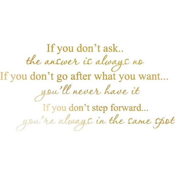 GOLD(CHROME MIRROR) 22" x 25" If you don't ask Vinyl wall art Inspirational quotes and saying home decor decal sticker