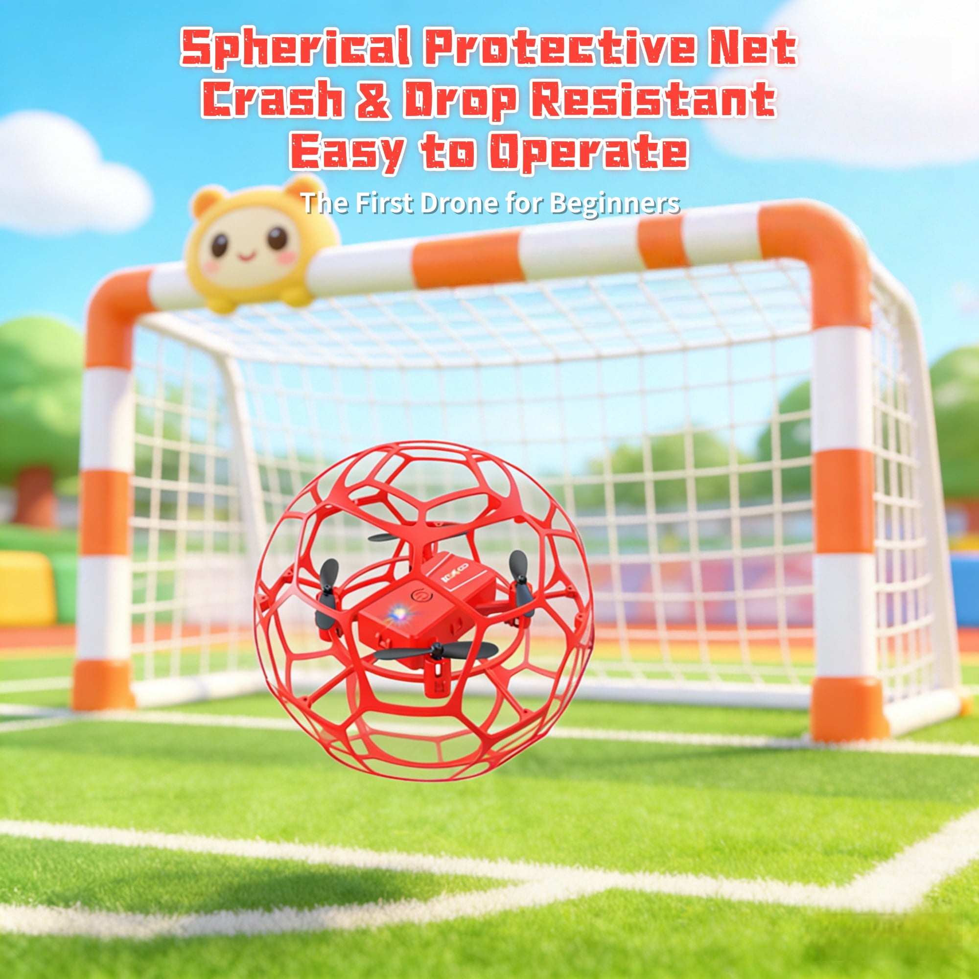 RC Flying Soccer Ball Drone for Kids, Mini Helicopter with Full Protective Net Cage, 360° Flips & LED Lights, One-Key Takeoff, Safe Indoor Outdoor Toy Gift for Boys & Girls.